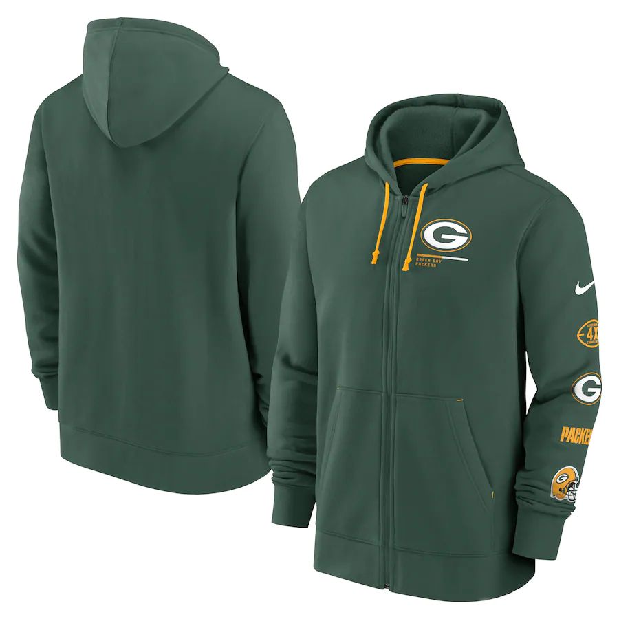 Men Green Bay Packers nike green surrey full zip hoodie->new orleans saints->NFL Jersey